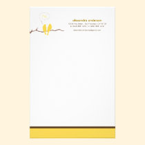 Little Birdies Custom Designer Stationery (yellow) stationery