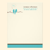 Little Birdies Custom Flat Note Cards (aqua) invitations