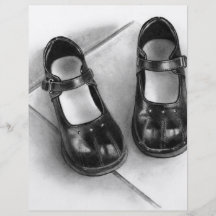 LITTLE BLACK SHOES: PENCIL ART: REALISM FULL COLOR FLYER