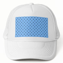 Little black stars on a light blue background. hats