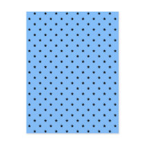 Little black stars on a light blue background. postcard