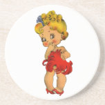 Little Blonde With Feathers Beverage Coasters