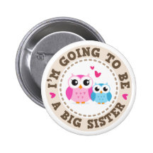 Little blue brother owl Im going to be big sister Pinback Button