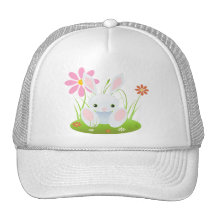 Little Blue Bunny With Flowers Hats