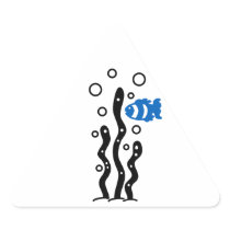 Little blue fish with algaes stickers