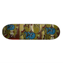 Little blue ghost -  pattern graffiti Skateboard
