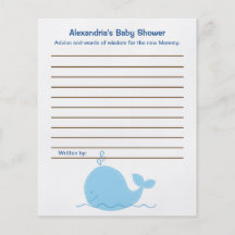 Little Blue Whale Flyer Baby Shower Advice Cards