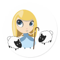 Little Bo Peep and her Sheep Round Stickers