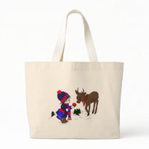 Little Boy and Reindeer Canvas Bag