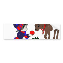 Little Boy and Reindeer Bumper Stickers