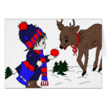 Little Boy and Reindeer Greeting Card