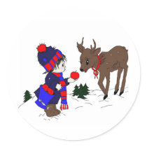 Little Boy and Reindeer Stickers