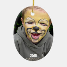 Little Boy Blue Train Dots Stripes Photo Ornament