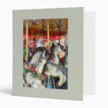 Little Boy on Carousel 3 Ring Binder