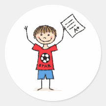 Little boy with A plus grade Stickers