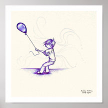 little boy with balloon poster