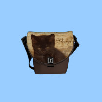 Little Brown Kitten Messenger Bag-SM *Customize* messenger bags