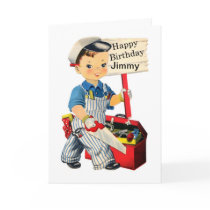 Little Carpenter Birthday card Personalize name