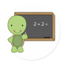 little chalkboard turtle round sticker