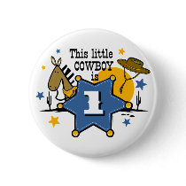 Little Cowboy 1st Birthday Button