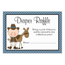 Little Cowboy Polka Dots Baby Shower Diaper Raffle Business Card Template