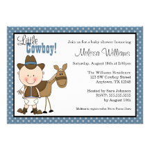 Little Cowboy Polka Dots Baby Shower Invitations