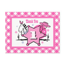 Little Cowgirl 1st Birthday Thank You Postcard