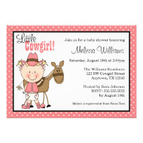 Little Cowgirl Polka Dots Baby Shower Invitations invitations