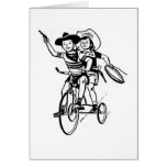 Little Cowpokes on a Bike Greeting Card