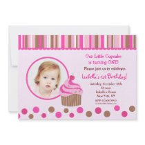 Little Cupcake Photo Birthday Party Invitations