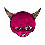 Little Devil Cartoon Head Face Horns Graphic Ympe Post Cards