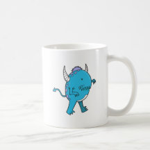 little devilish blue chomper monster mug