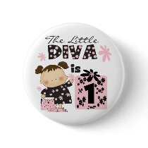 Little Diva 1st Birthday Tshirts and Gifts Pinback Buttons