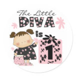 Little Diva 1st Birthday Tshirts and Gifts Sticker