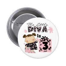 Little Diva 3rd Birthday Tshirts and Gifts Pin