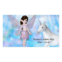 Little Fairy w/Unicorn Fantasy Business Cards