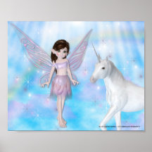 Little Fairy w/Unicorn Fantasy Poster/Print D2