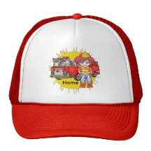 Little Firefighter Name Mesh Hat