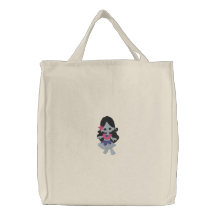 Little Flower Mermaid Girl Design Embroidered Tote Bag