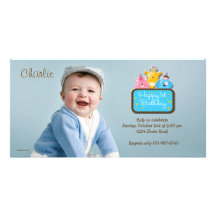Little Friends - First Birthday Photo Invitation Photo Cards