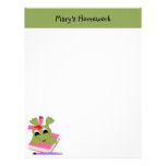 Little Frog With Book and Pencil Personalized Letterhead
