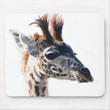 "Little Giraffe" Wildlife Animal Watercolor Mouse Pad