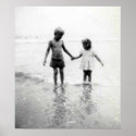 Little girl and boy holding hands colossal poster posters