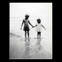 little girl and boy holding hands post card postcards