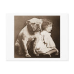 Little Girl and Her Bulldog Vintage Glass Slide Postcards