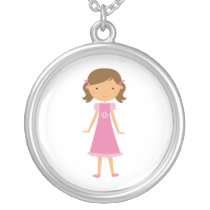 Little Girl Brown Hair Bob Necklace