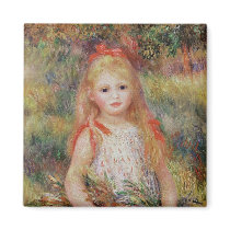 Little Girl Carrying Flowers magnets