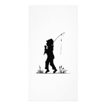 Little Girl Fishing Silhouette Photo Card