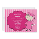 Little Girl Grad Graduation Invitation Pink