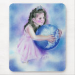 Little Girl Holding  Globe Earth Mousepad